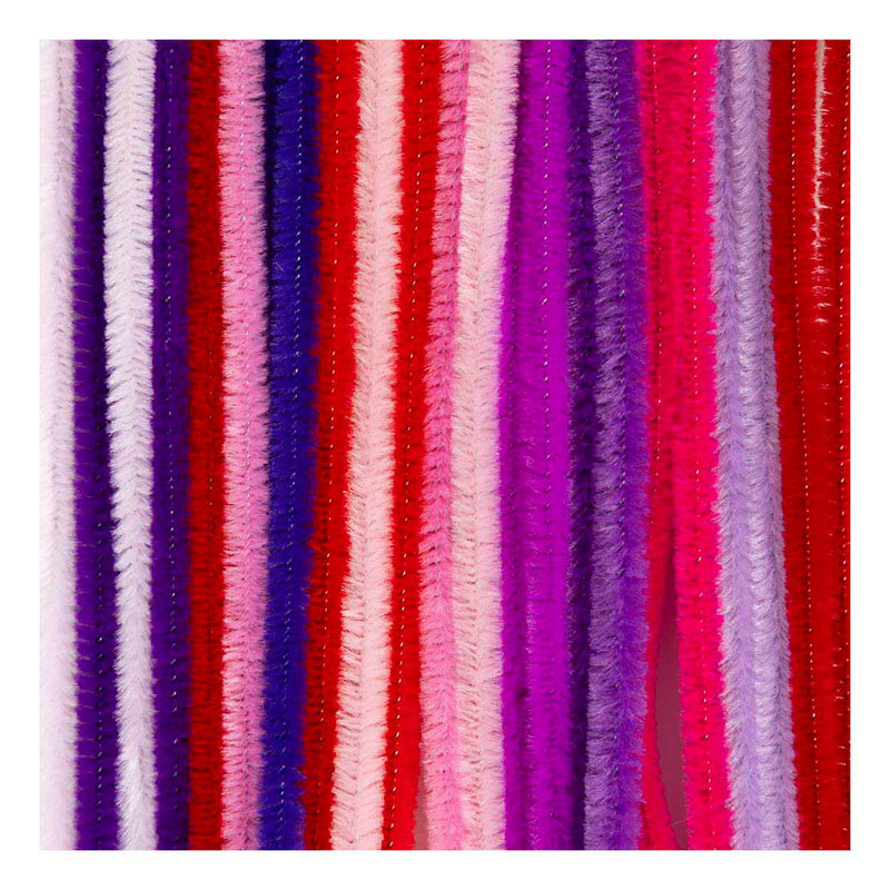 Chenille 6mm x 30cm Paars en Roze Harmonie - 25st.