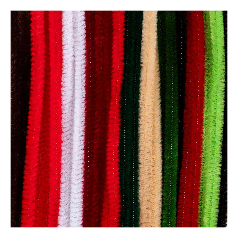 Chenille 6mm x 30cm Kerst Kleuren- 25st.