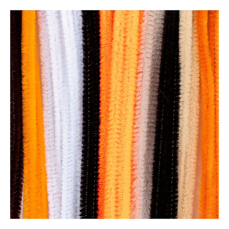 Chenille 6mm x 30cm Halloween Kleuren - 25st.