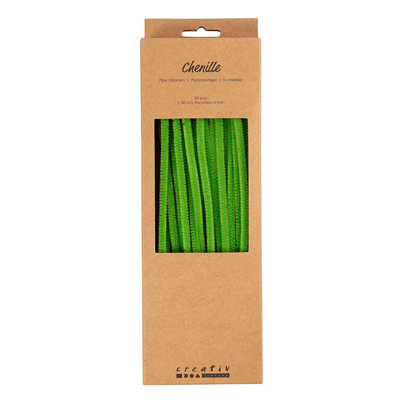 Chenille 6mm x 30cm Lime Groen - 50st.