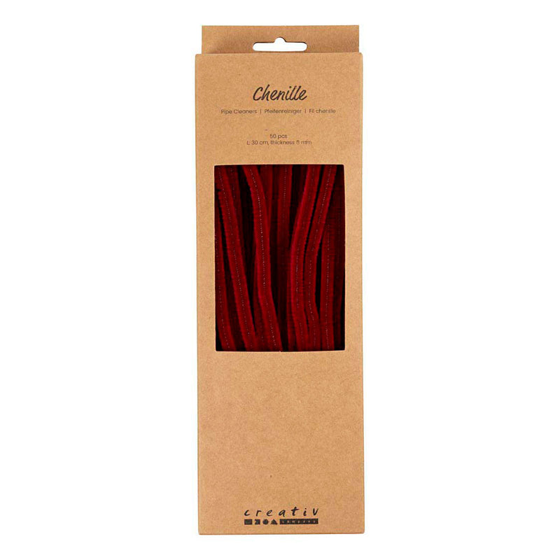 Chenille 6mm x 30cm Donkerrood - 50st.