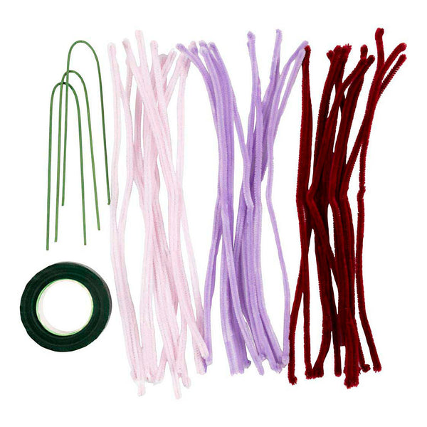 Mini Hobbyset Lelie Bloemen van Chenilledraad Lichtroze