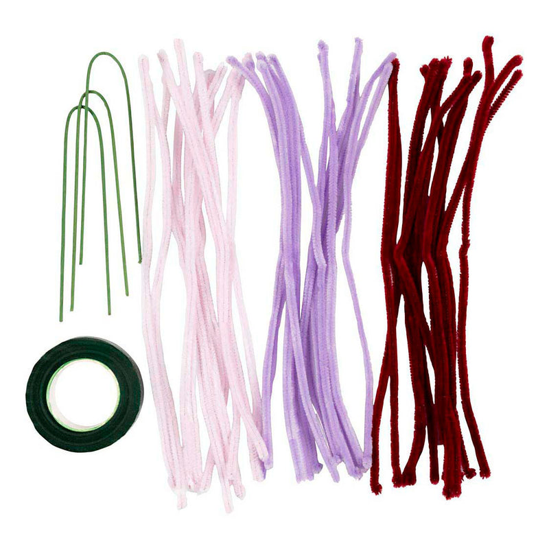 Mini Hobbyset Lelie Bloemen van Chenilledraad Lichtroze