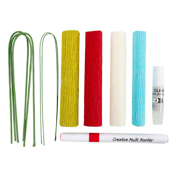 Mini Hobbyset Bloemen van Crepepapier Pastelkleuren