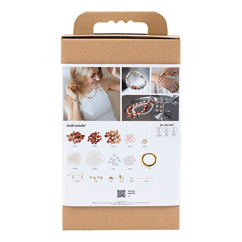 Hobbyset Sieraden Beige Burnt Orange Wit Parelmoer
