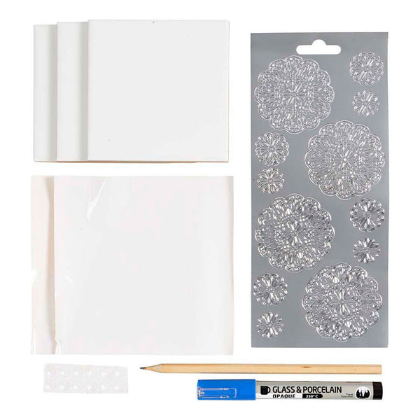 Mini Hobbyset Decoratie Porseleinen Onderzetters Blauw