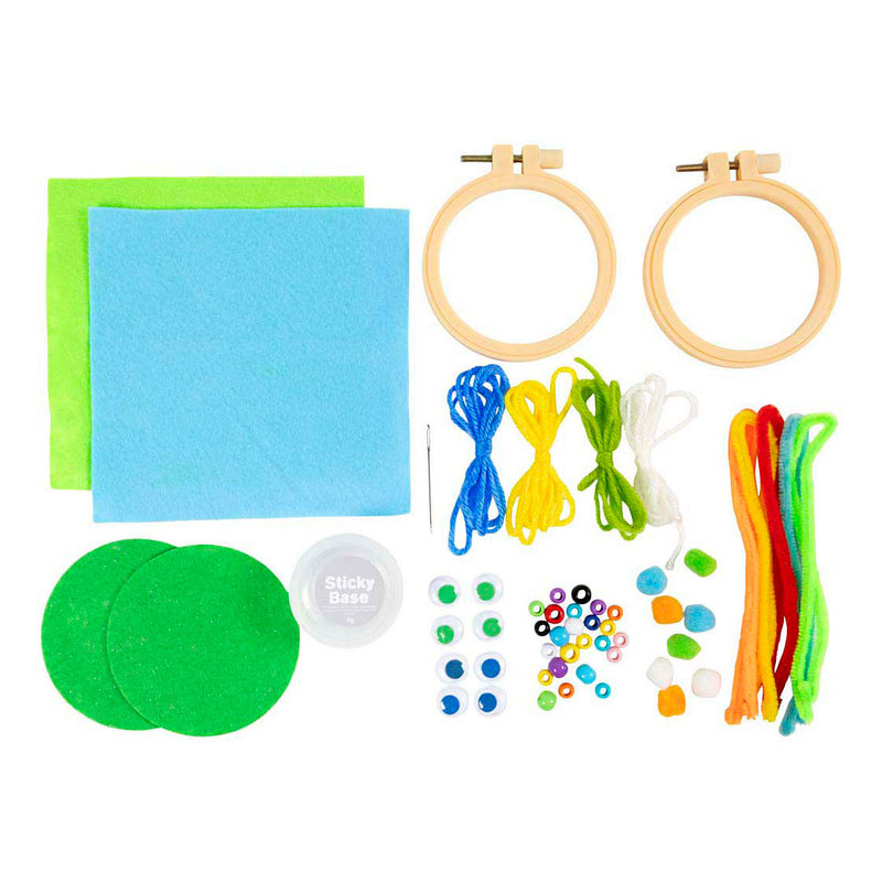 Mini Hobbyset Gezichtjes Borduren Blauw en Groen