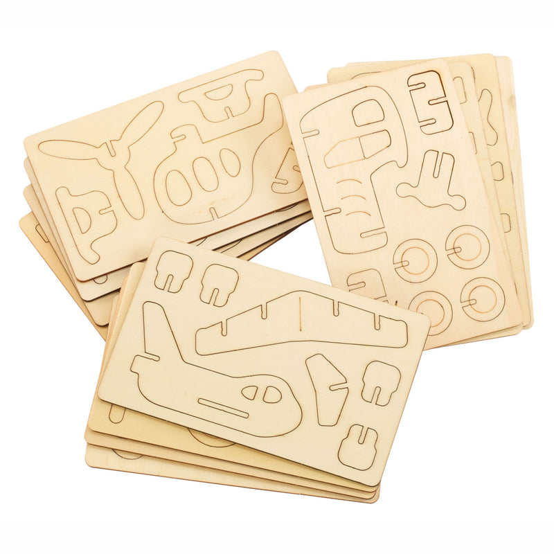 Bouwpakketje Houten 3D Voertuigen, Set van 4