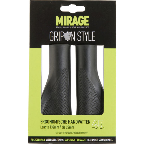 Handvatpaar Mirage Grips in style #45 - 132/132 mm met lockring  - zwart
