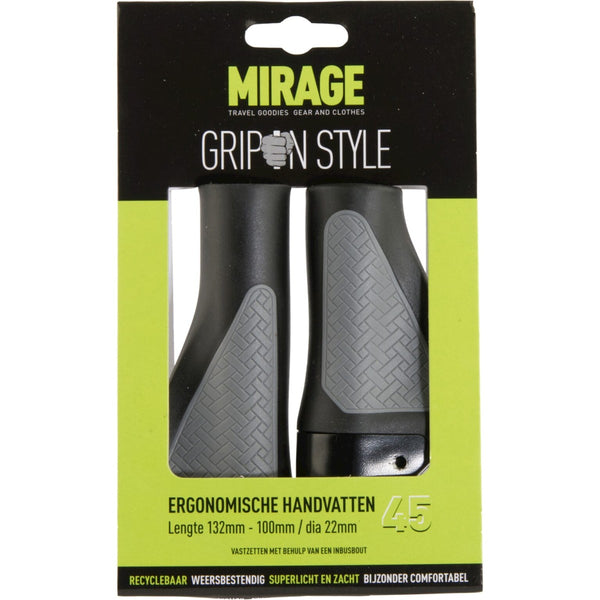 Handvatpaar Mirage Grips in style #45 - 132/100 mm met lockring  - zwart / grijs