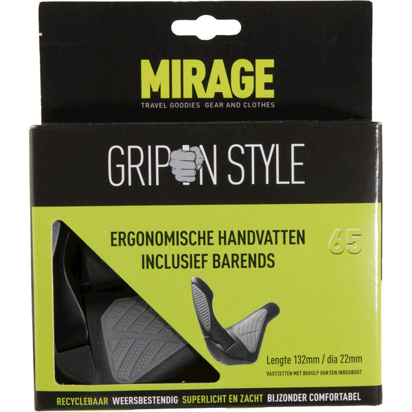 Handvatpaar Mirage Grips in style #65 - L = 134/134 mm met barends  - zwart