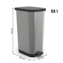Rotho Ribo Pedaalemmer 55L Zilver Metallic