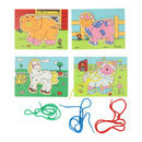 Houten Rijgpuzzel Boerderij, Set van 4