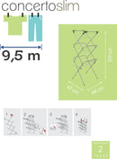 Tomado Droogrek Concerto 9,5m Drooglengte Zwart met Haakjes voor Kledinghangers
