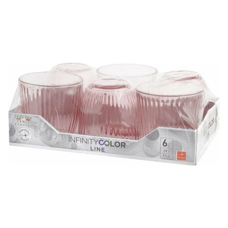 Bormioli Rocco Waterglazen 290 ml 6 Stuks Roze/Transparant/Glas