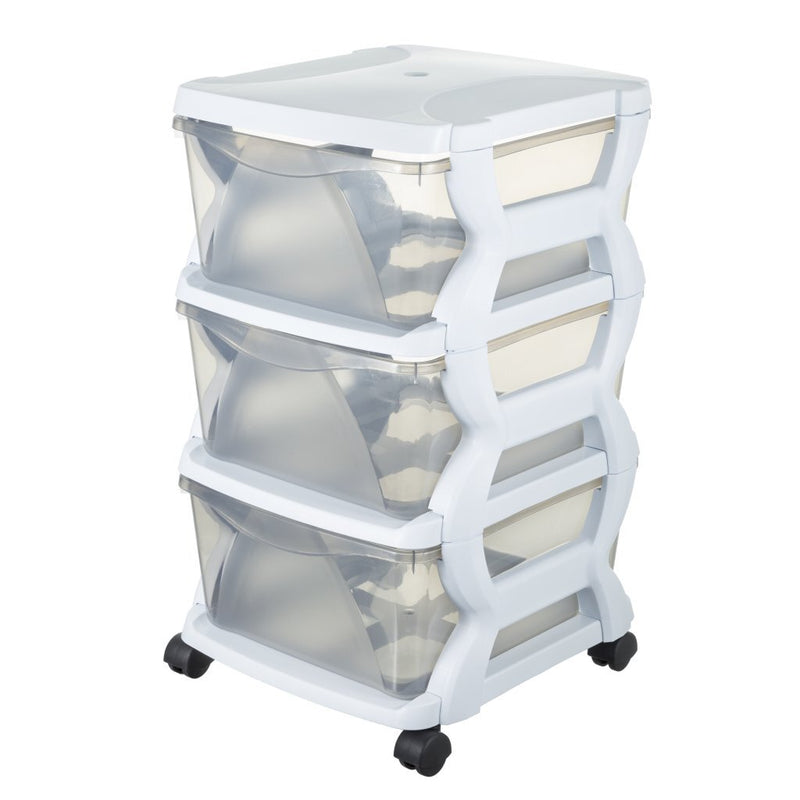 Bama Insieme Ladesysteem met Wieltjes 3 Laden 36x40x62 cm Wit/Transparant