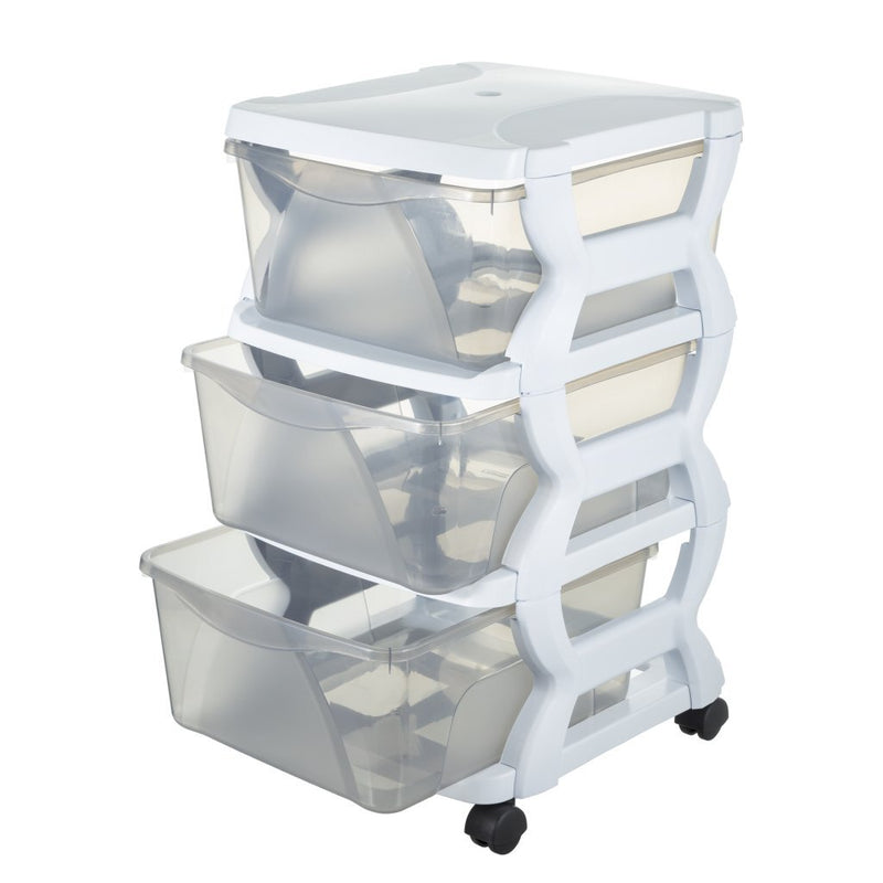 Bama Insieme Ladesysteem met Wieltjes 3 Laden 36x40x62 cm Wit/Transparant