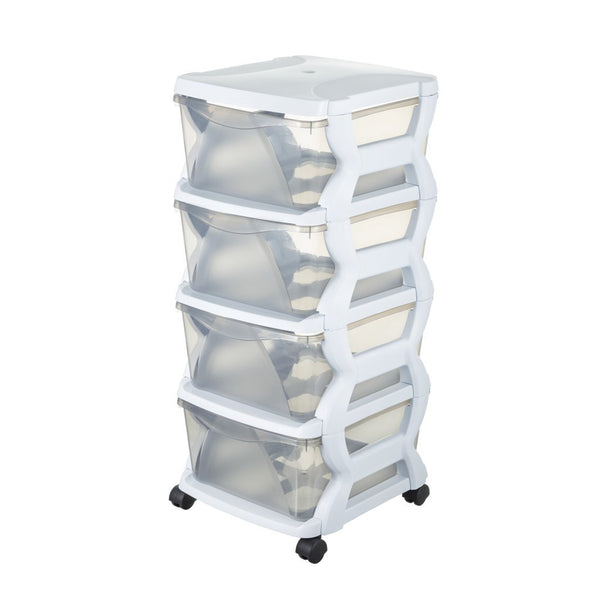 Bama Insieme Ladesysteem met Wieltjes 4 Laden 36x40x80 cm Wit/Transparant