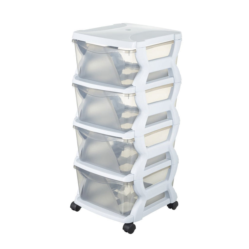 Bama Insieme Ladesysteem met Wieltjes 4 Laden 36x40x80 cm Wit/Transparant