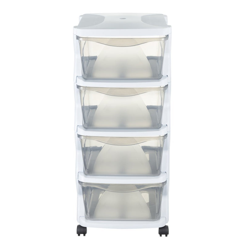 Bama Insieme Ladesysteem met Wieltjes 4 Laden 36x40x80 cm Wit/Transparant