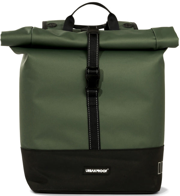 Gerecyclede dubbele fietstas Urban Proof Rolltop 38 liter 30 x 15 x 42 cm - groen
