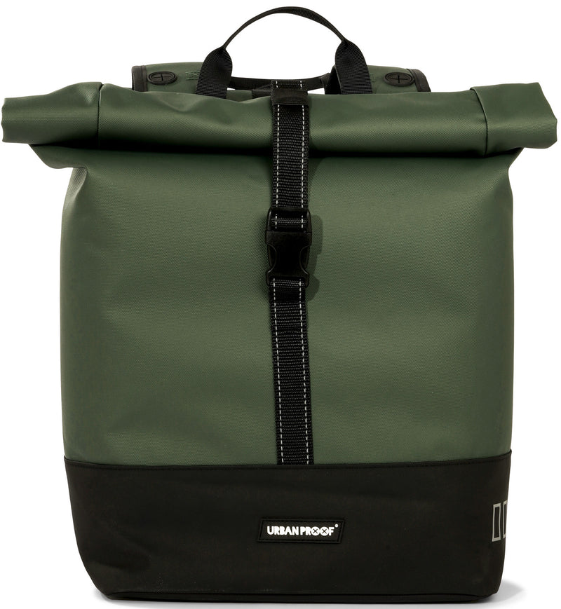 Gerecyclede dubbele fietstas Urban Proof Rolltop 38 liter 30 x 15 x 42 cm - groen