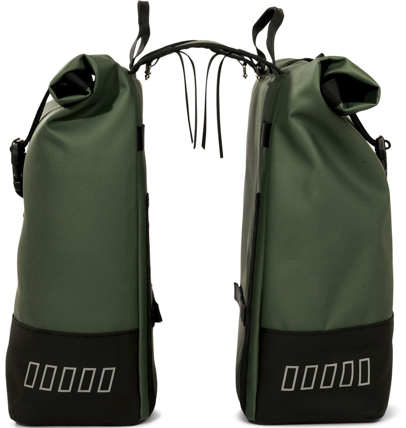 Gerecyclede dubbele fietstas Urban Proof Rolltop 38 liter 30 x 15 x 42 cm - groen