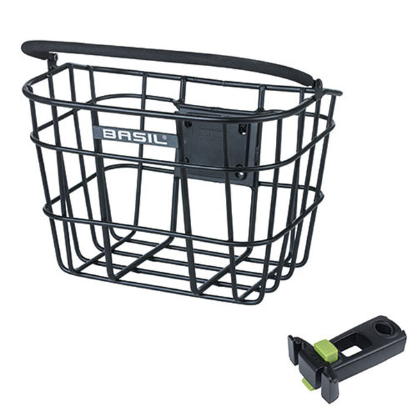 Fietsmand Basil Bremen Alu KF met stuurpenhouder 28 x 37 x 26 cm - zwart