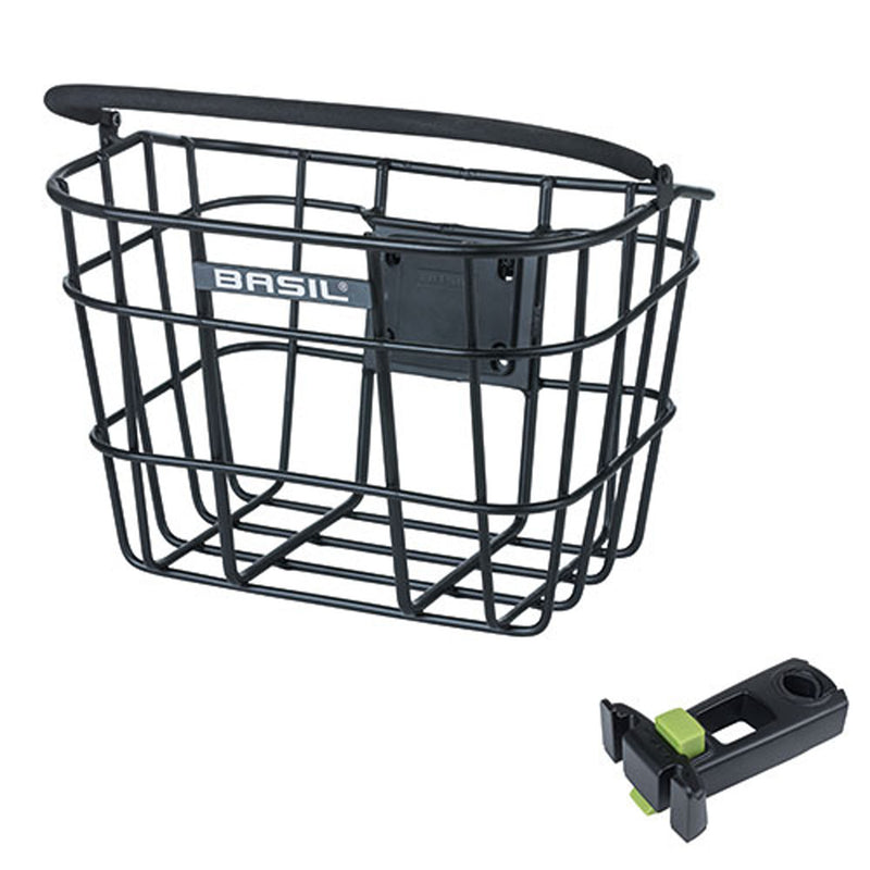 Fietsmand Basil Bremen Alu KF met stuurpenhouder 28 x 37 x 26 cm - zwart