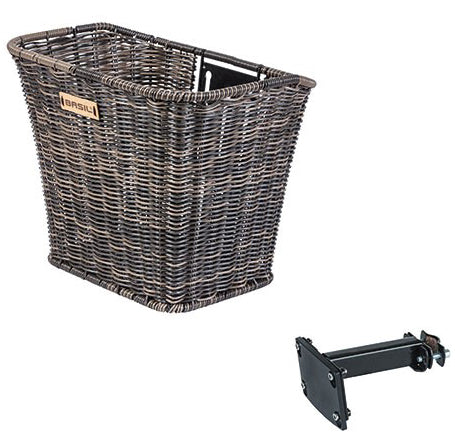 Fietsmand Basil Bremen Rattan Look met FM stuurpenhouder  27 x 35 x 29 cm - nature brown