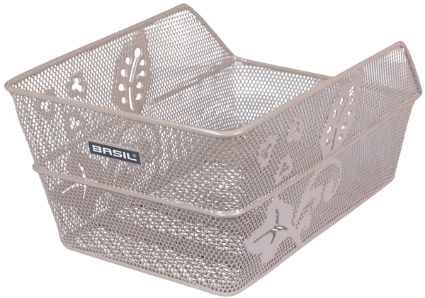 Fietsmand Basil Cento Flower achtermand 24 x 38,5 x 11 cm - nude metallic