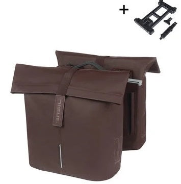Dubbele fietstas Basil City MIK 28-32 liter - roasted brown