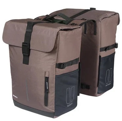 Dubbele fietstas Basil Move MIK 30 liter 16 x 27 x 38 cm - bruin