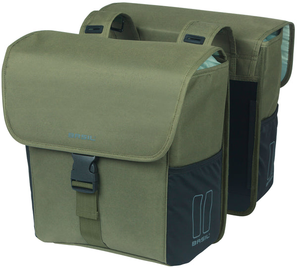 Dubbele fietstas Basil GO 32 liter - 14 x 27 x 31 cm - donkergroen