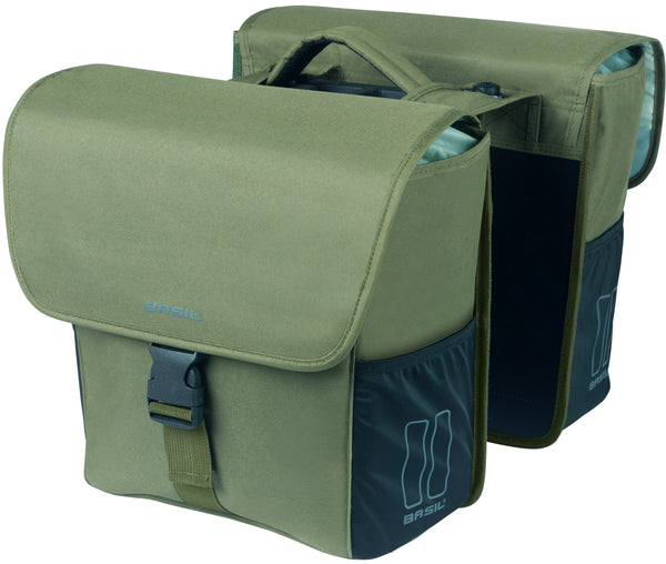 Dubbele fietstas Basil GO MIK 32 liter 14 x 27 x 31 cm - donkergroen