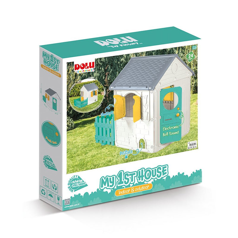 Dolu Speelhuis 122.5x104x156 cm + Geluid Wit/Groen/Grijs/Geel