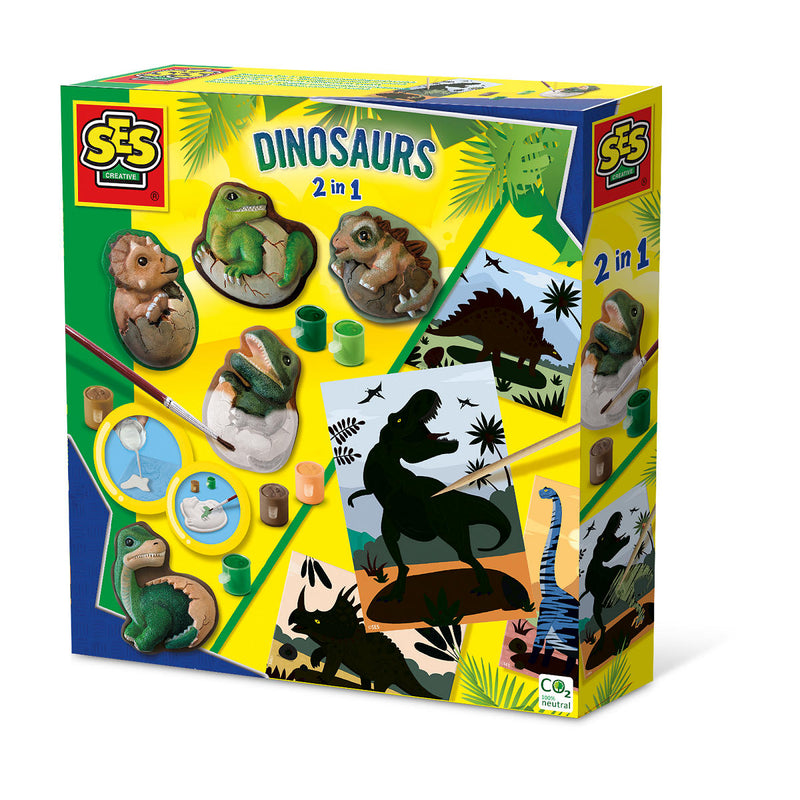 SES Dino AND apos;s 2 in 1 - Gieten en schilderen en scratch