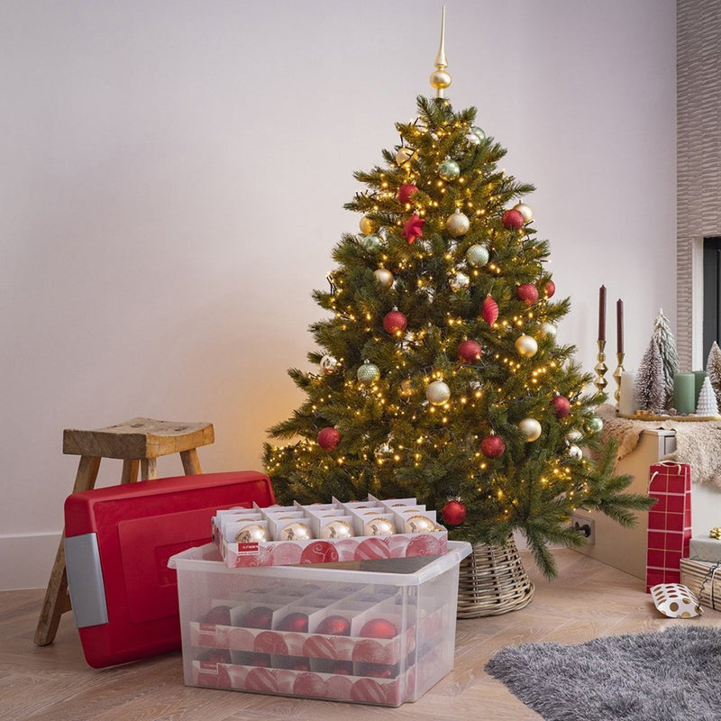 Sunware Nesta Kerst Opbergbox 60L 60 Ballen Rood/Transparant