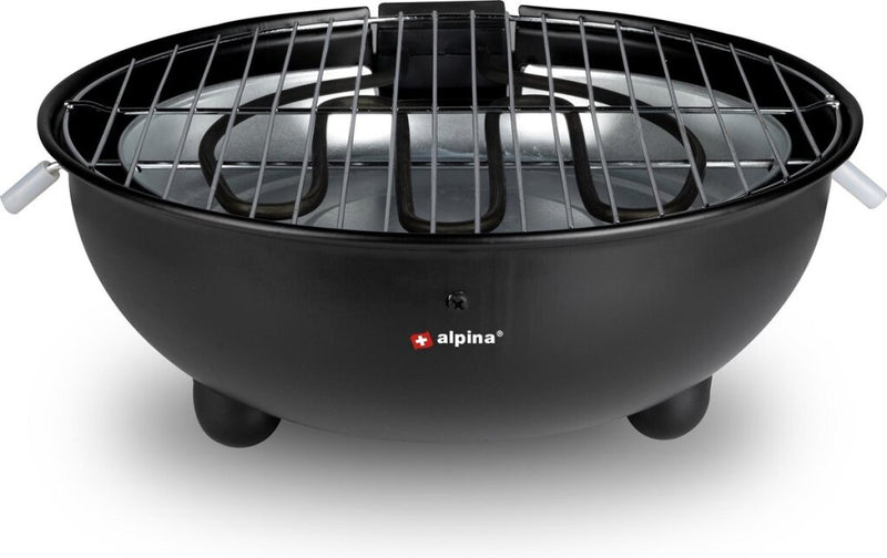 Alpina Elektrische BBQ Tafel-Barbecue 1250W 30 Cm Zwart