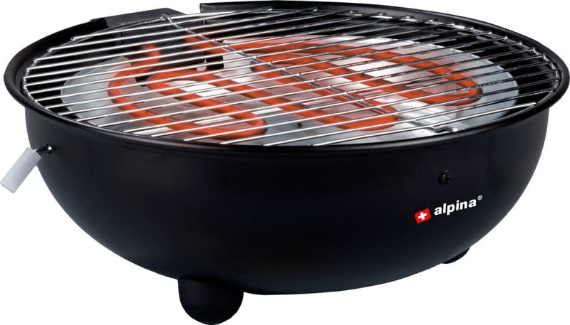 Alpina Elektrische BBQ Tafel-Barbecue 1250W 30 Cm Zwart