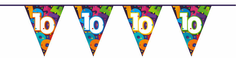 Vlaggenlijn Cijfers 10 meter - 10 jaar