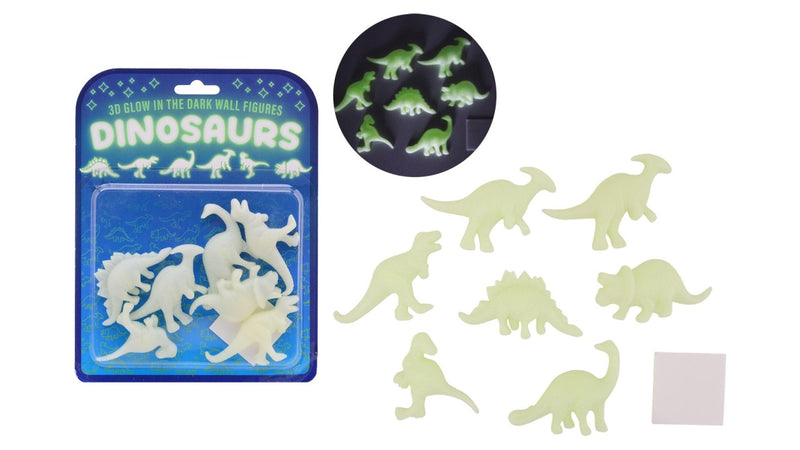 7 glow in the dark 3D muur dino s 24542