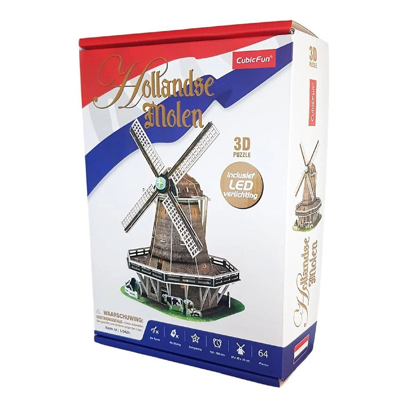 Cubic Fun 3D Puzzel Molen + Licht 64 Stukjes