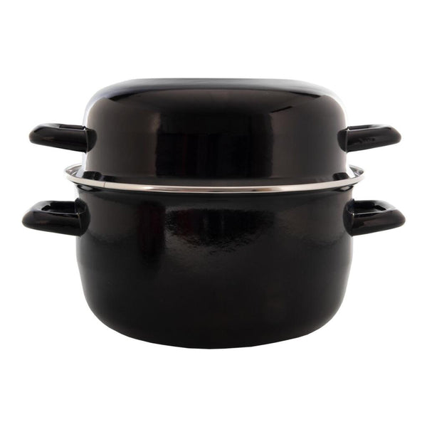Mosselpan 24 cm. zwart emaille