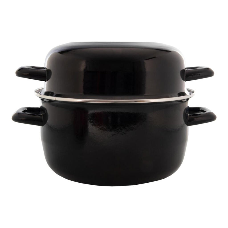 Mosselpan 24 cm. zwart emaille