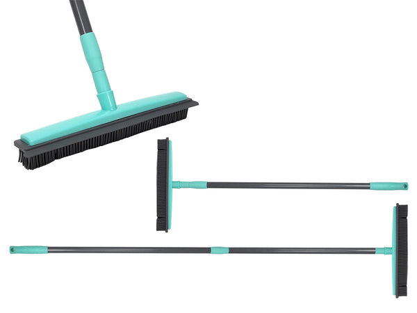 Bezem rubber telescoop grijs/turquoise