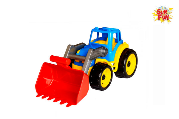 Sun Fun tractor met shovel 36x16x16cm geel blauw