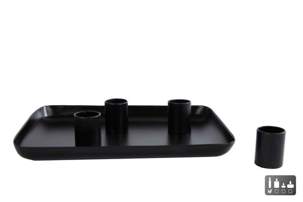 Kandelaar Tina 4x magneet antiek zwart metaal 20x15x3,5cm