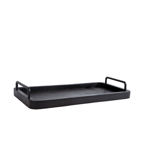 Dienblad handvat metaal S zwart hout 50x24x2,5cm