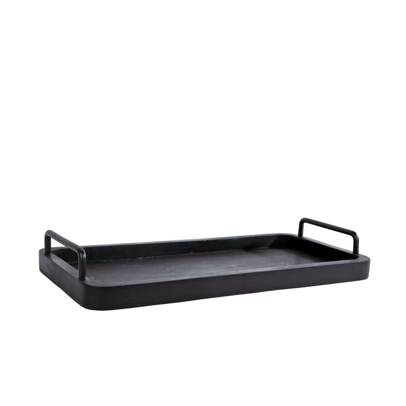 Dienblad handvat metaal S zwart hout 50x24x2,5cm